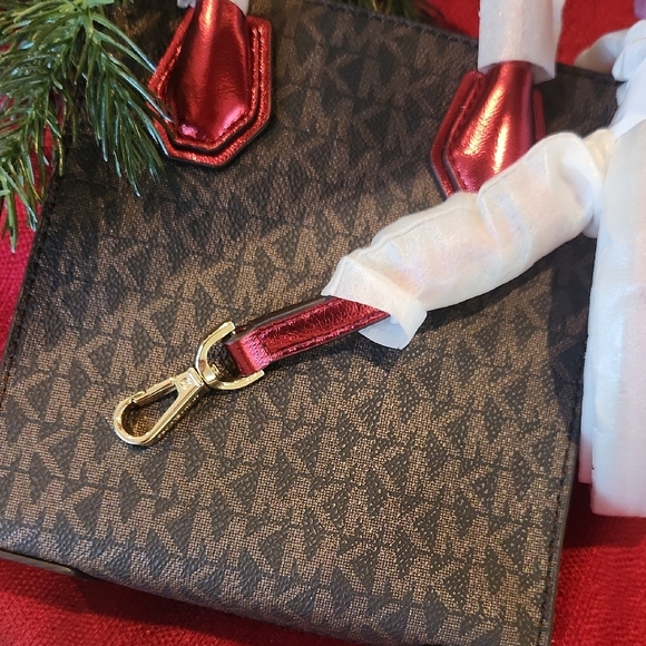 Michael Kors Mini XS Mercer Bag in Brown and Crimson Red. New With Tags! - Picture 5 of 10